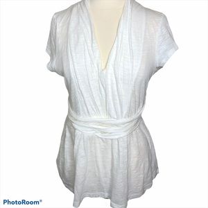 NWT Anthropologie Deletta White Cotton V-Neck L